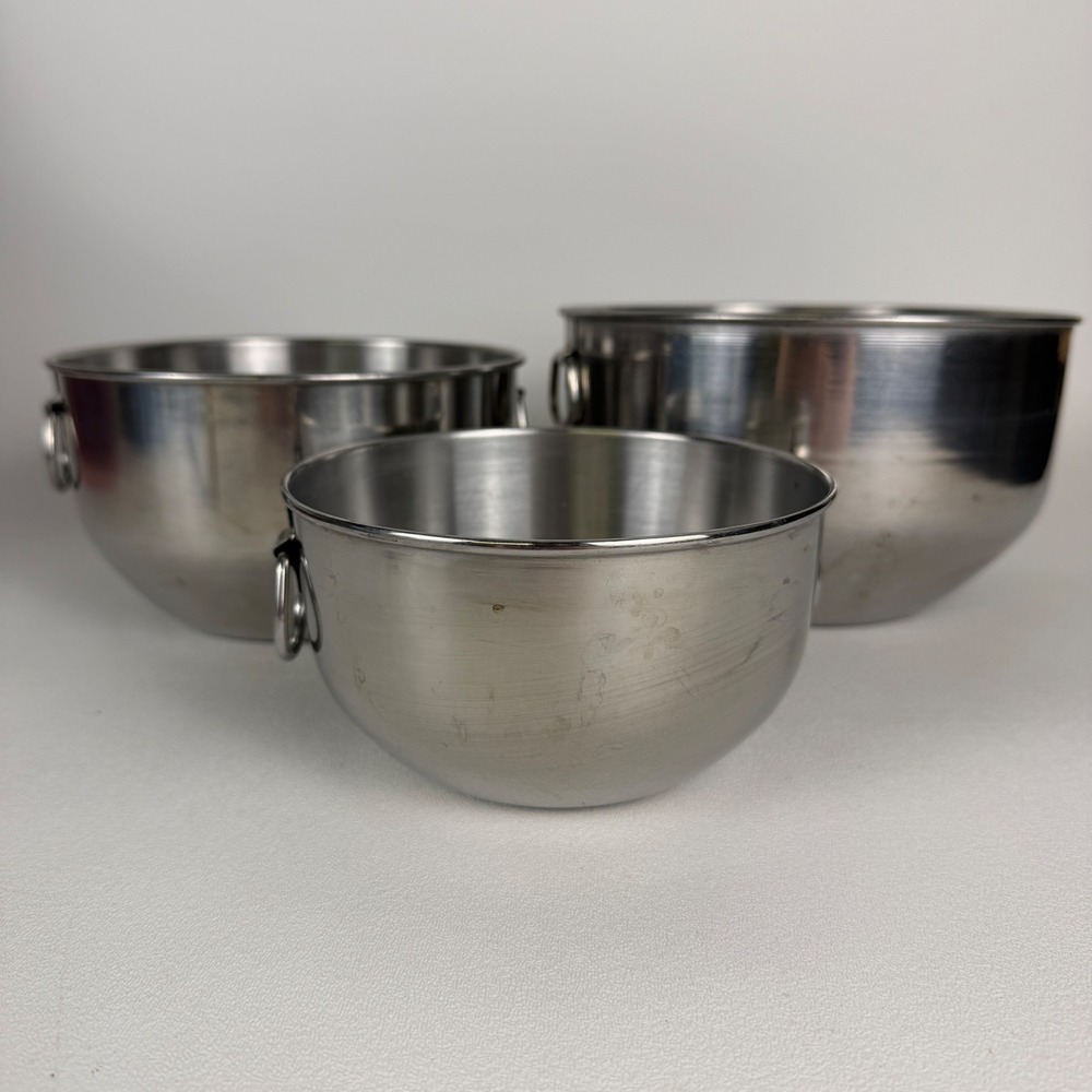 Farberware Mixing Bowls Vintage Stainless Steel Nesting Set of 3 Ring Handles